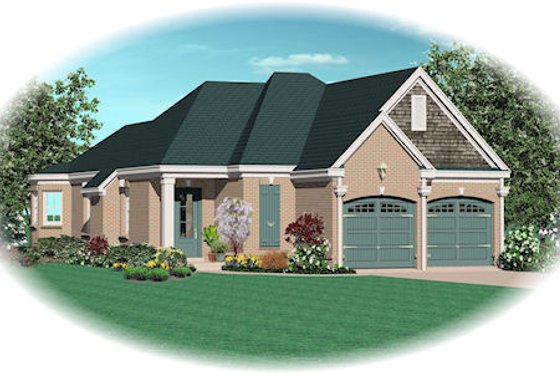 Exterior - Front Elevation for European House Plan #81-13809 - 3 bed, 2 bath