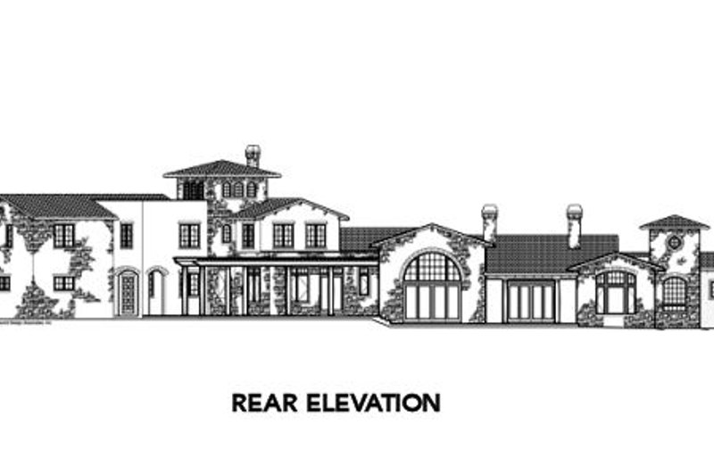 Architectural House Design - Exterior - Rear Elevation for Mediterranean House Plan #48-361 - 5 bed, 5 bath