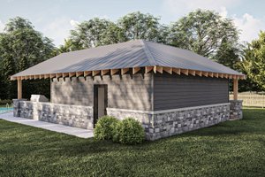 Exterior - Rear Elevation for Craftsman House Plan #455-652, 1 bath