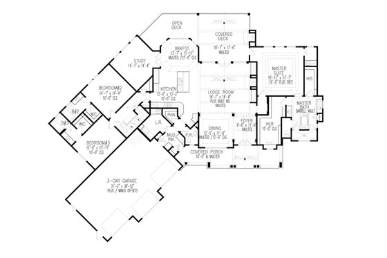 Floor Plan - Main Floor for Traditional House Plan #54-469 - 3 bed, 3.5 bath