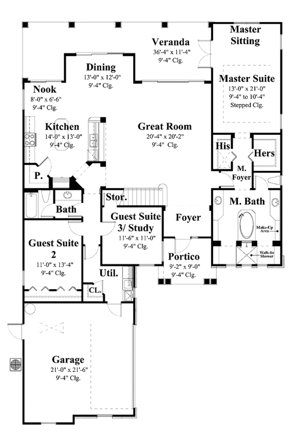 Architectural House Design - Classical Floor Plan - Main Floor Plan #930-372
