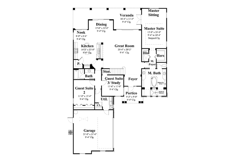 Home Plan - Floor Plan - Main Floor for Classical House Plan #930-372 - 3 bed, 2.5 bath