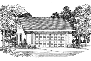 Exterior - Front Elevation for Mediterranean House Plan #72-1141, 0 bath