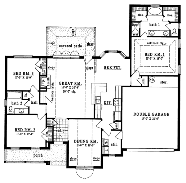Architectural House Design - Ranch Floor Plan - Main Floor Plan #42-493