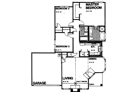 Floor Plan - Main Floor for Ranch House Plan #30-216 - 3 bed, 2 bath