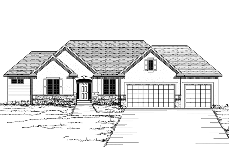 Home Plan - Exterior - Front Elevation 3 for European House Plan #51-612 - 2 bed, 2.5 bath