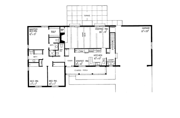 Architectural House Design - Ranch Floor Plan - Main Floor Plan #72-665