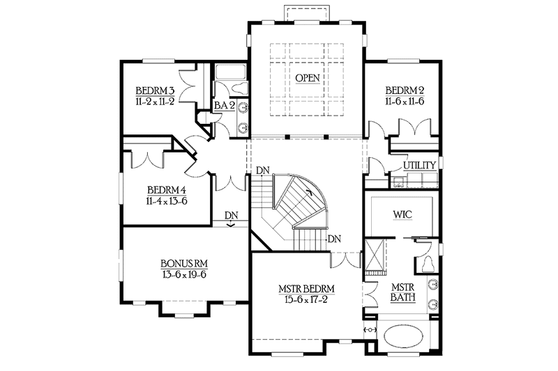 Dream House Plan - Floor Plan - Upper Floor for Craftsman House Plan #132-439 - 4 bed, 2.5 bath