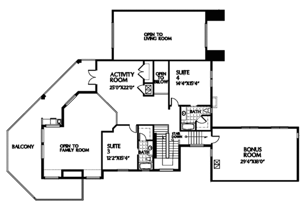 House Blueprint - Mediterranean Floor Plan - Upper Floor Plan #999-32