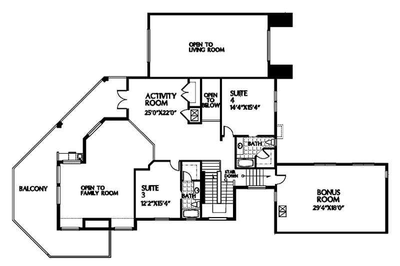 Architectural House Design - Floor Plan - Upper Floor for Mediterranean House Plan #999-32 - 4 bed, 5.5 bath