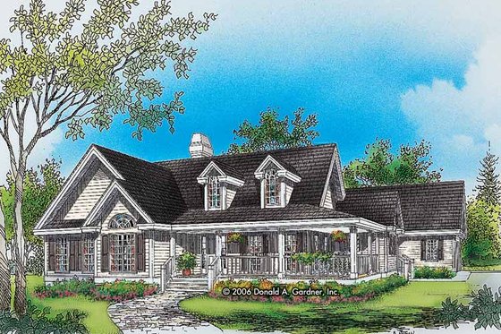 Exterior - Front Elevation 3 for Country House Plan #929-790 - 3 bed, 2 bath