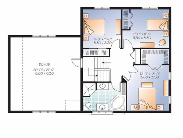 Architectural House Design - Country Floor Plan - Upper Floor Plan #23-2543
