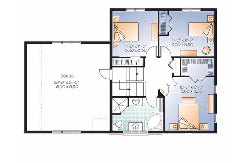 Home Plan - Floor Plan - Upper Floor for Country House Plan #23-2543 - 3 bed, 1.5 bath