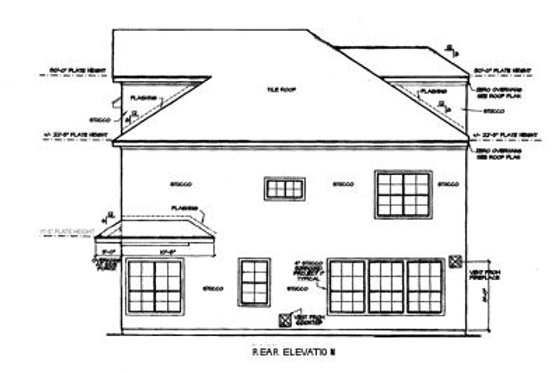 Exterior - Rear Elevation for Traditional House Plan #411-280 - 4 bed, 3 bath