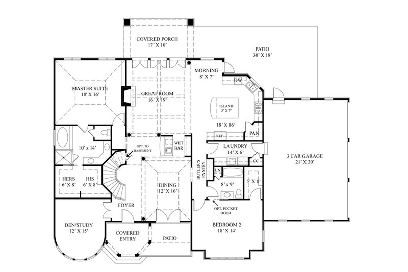 Home Plan - Floor Plan - Main Floor for European House Plan #119-417 - 4 bed, 4 bath