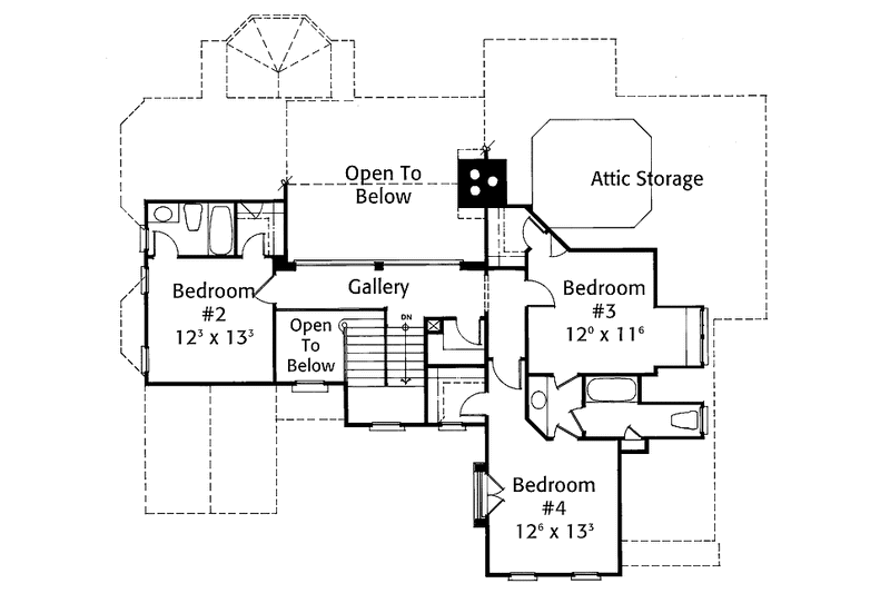 Home Plan - Floor Plan - Upper Floor for Country House Plan #429-341 - 4 bed, 3.5 bath
