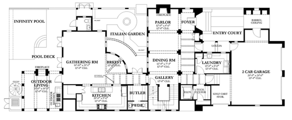 House Design - Mediterranean Floor Plan - Main Floor Plan #1058-152
