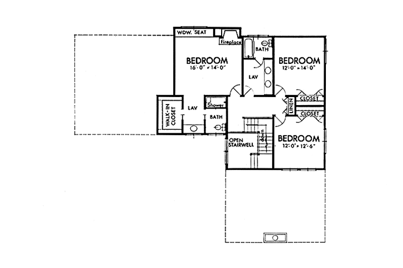 Home Plan - Floor Plan - Upper Floor for Contemporary House Plan #320-1302 - 3 bed, 2.5 bath