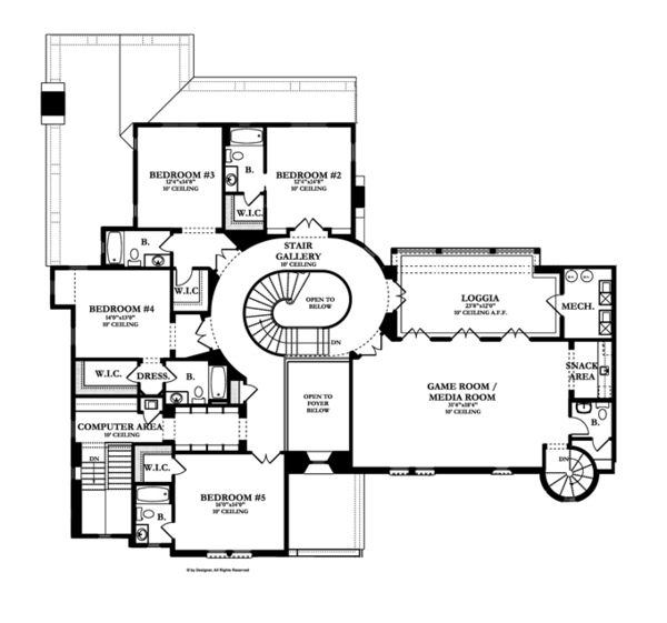 House Plan Design - Mediterranean Floor Plan - Upper Floor Plan #1058-19