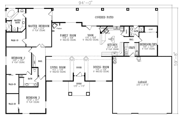 Dream House Plan - Adobe / Southwestern Floor Plan - Main Floor Plan #1-758