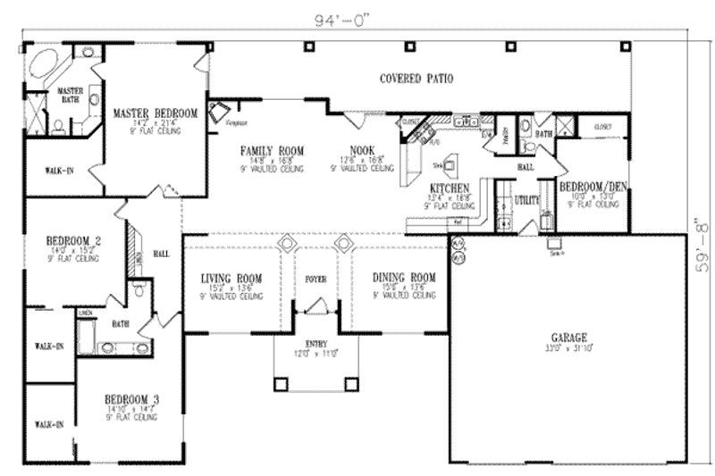 Dream House Plan - Floor Plan - Main Floor for Adobe / Southwestern House Plan #1-758 - 4 bed, 3 bath