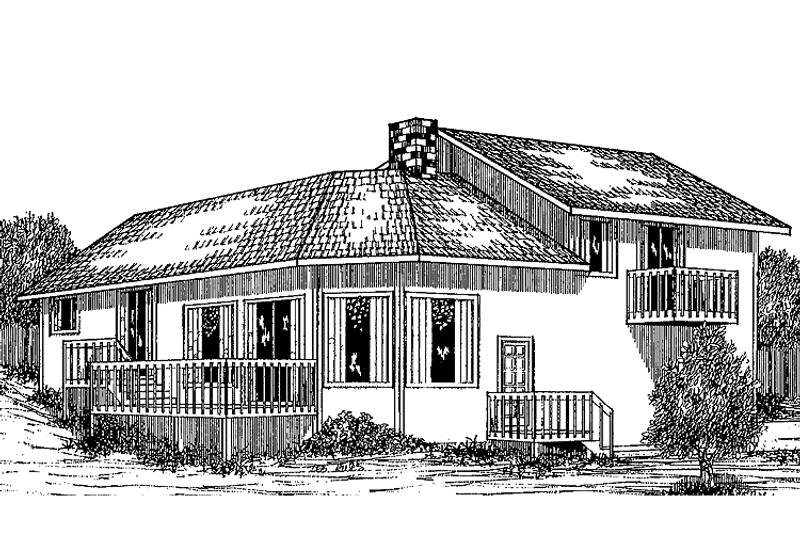 Home Plan - Exterior - Front Elevation 3 for Contemporary House Plan #60-870 - 3 bed, 2 bath
