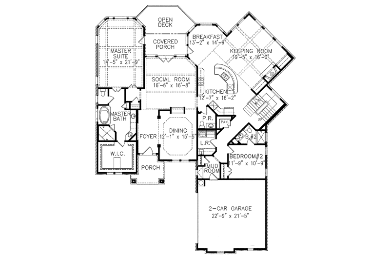 House Plan Design - Floor Plan - Main Floor for Traditional House Plan #54-261 - 4 bed, 3.5 bath