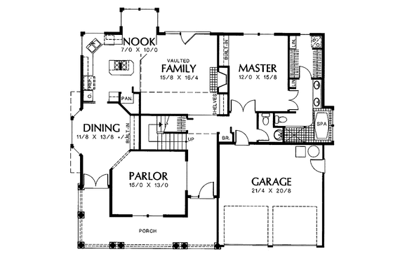 Floor Plan - Main Floor for Victorian House Plan #48-714 - 3 bed, 2.5 bath
