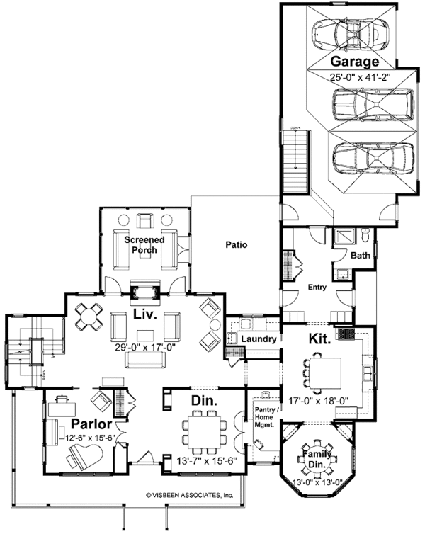Architectural House Design - Victorian Floor Plan - Main Floor Plan #928-35