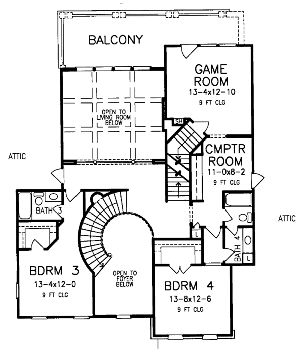 House Blueprint - Country Floor Plan - Upper Floor Plan #952-248