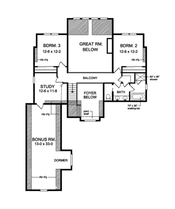 House Blueprint - Colonial Floor Plan - Upper Floor Plan #1010-109