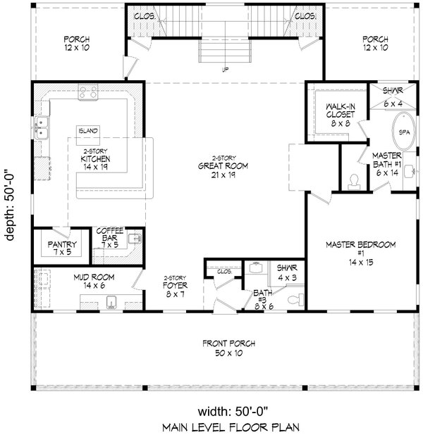 Beach Floor Plan - Main Floor Plan #932-1110