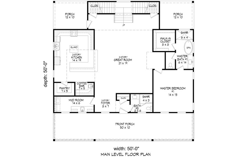 House Plan Design - Floor Plan - Main Floor for Beach House Plan #932-1110 - 2 bed, 3 bath