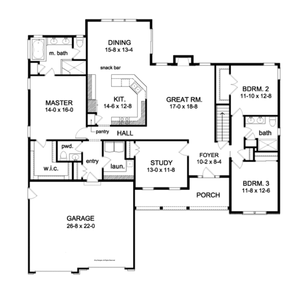 Ranch Floor Plan - Main Floor Plan #1010-84