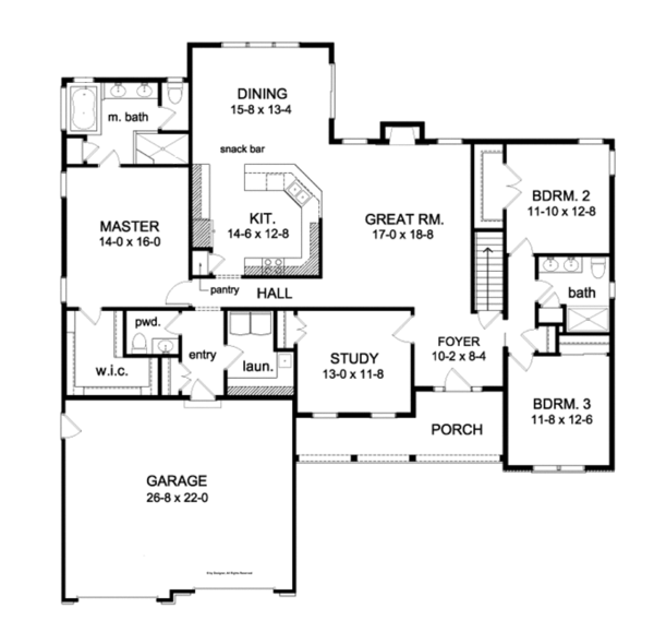 Dream House Plan - Ranch Floor Plan - Main Floor Plan #1010-84