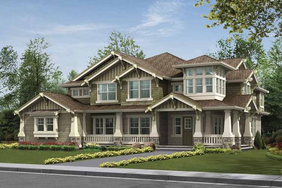 Exterior - Front Elevation 3 for Craftsman House Plan #132-495 - 5 bed, 4 bath