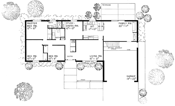 Architectural House Design - Ranch Floor Plan - Main Floor Plan #72-513