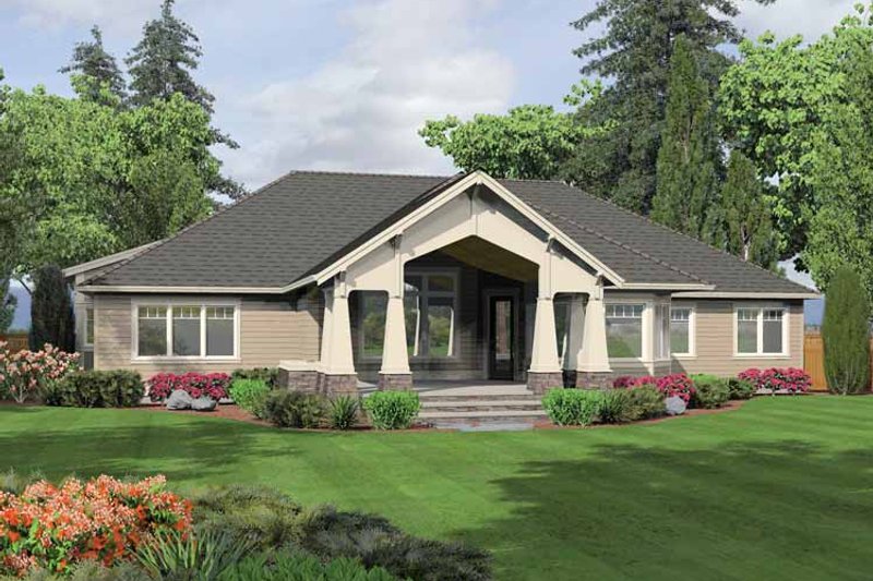 Dream House Plan - Exterior - Rear Elevation 1 for Ranch House Plan #132-547 - 3 bed, 3 bath
