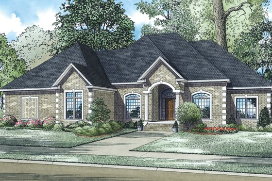 Exterior - Front Elevation 3 for European House Plan #17-2964 - 4 bed, 3.5 bath