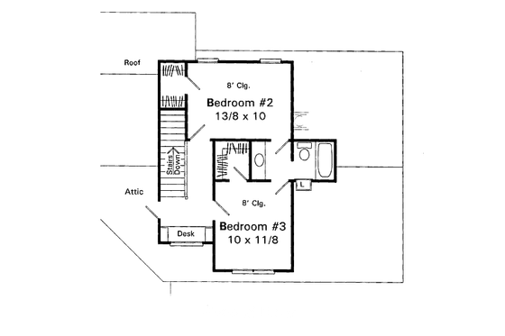 Floor Plan - Upper Floor for Traditional House Plan #41-123 - 3 bed, 2.5 bath