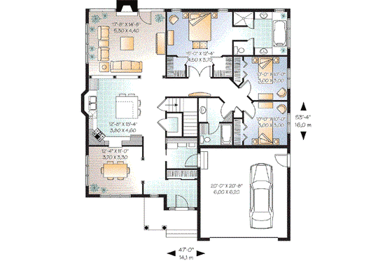 Floor Plan - Main Floor for Traditional House Plan #23-645 - 3 bed, 2 bath