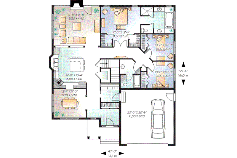 Traditional Style House Plan - 3 Beds 2 Baths 1828 Sq/Ft Plan #23-645 ...