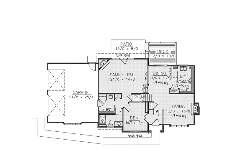 Architectural House Design - Floor Plan - Main Floor for Tudor House Plan #1037-37 - 3 bed, 3 bath