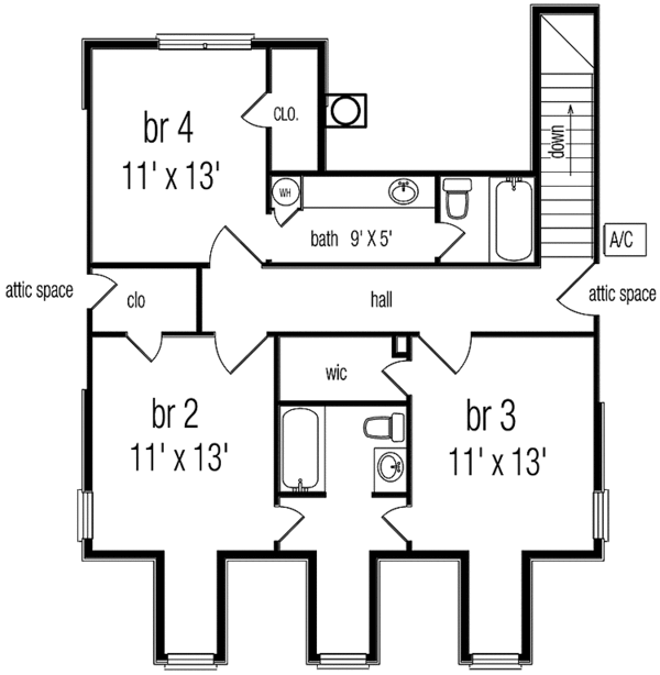 House Design - Country Floor Plan - Upper Floor Plan #45-468