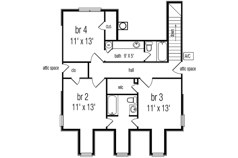 Home Plan - Floor Plan - Upper Floor for Country House Plan #45-468 - 4 bed, 3.5 bath
