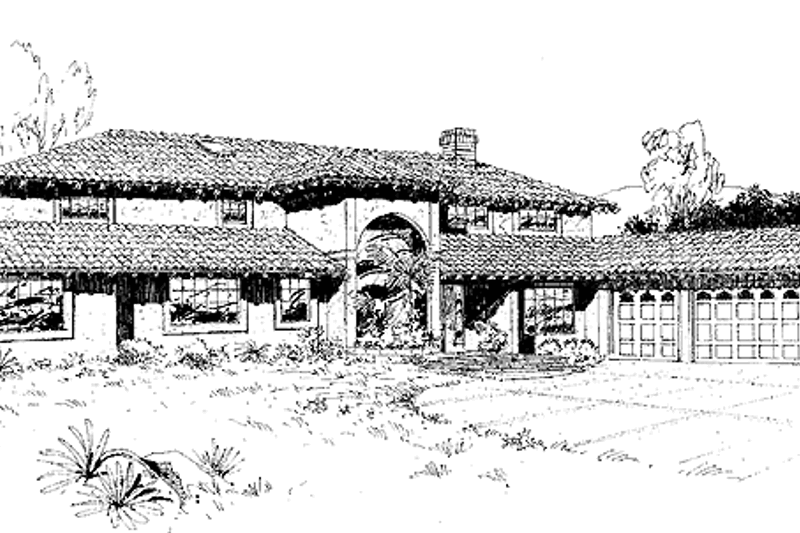 Architectural House Design - Adobe / Southwestern Exterior - Front Elevation Plan #60-967