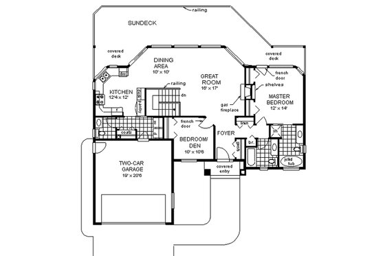 Traditional style house plan, main level floor plan