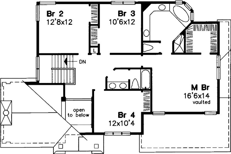 Dream House Plan - Floor Plan - Upper Floor for Traditional House Plan #320-641 - 4 bed, 2.5 bath
