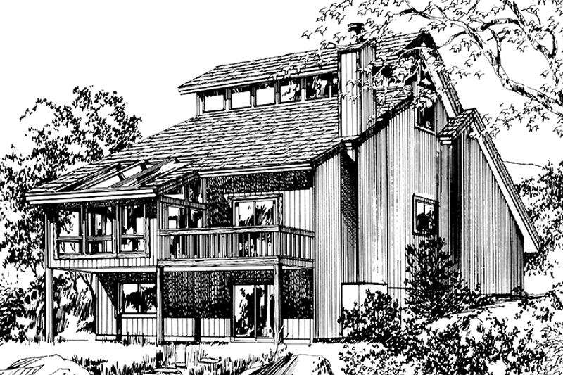 Dream House Plan - Exterior - Rear Elevation for Contemporary House Plan #320-1187 - 2 bed, 2 bath