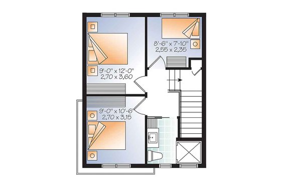 Floor Plan - Upper Floor 1 for Contemporary House Plan #23-2600 - 3 bed, 1.5 bath
